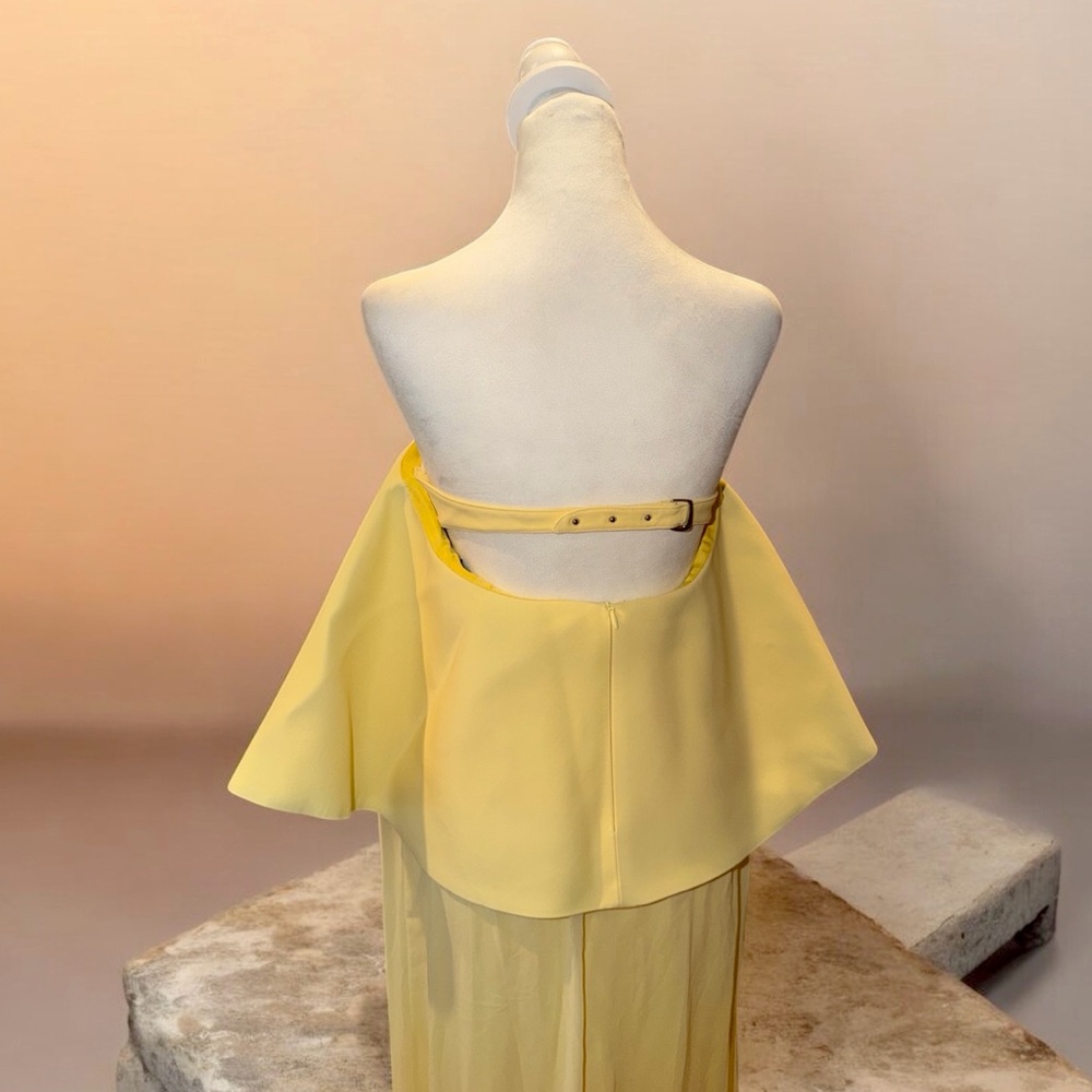 Jacquemus La Robe Vela Strapless Chiffon Gown Yellow Light - Picture 6 of 10